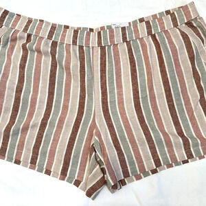 NWT SONOMA Women Mid Rise Pockets Ultra Waistband Striped Shorts Plus Size 4X